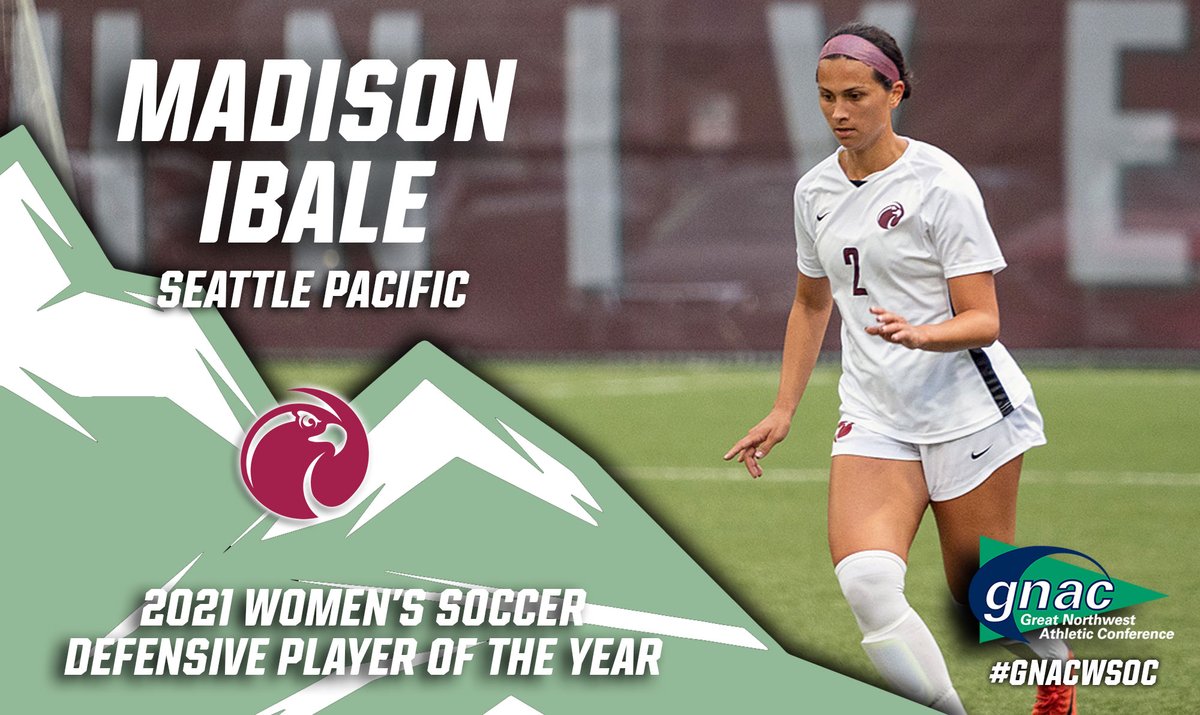 Congratulations to the GNAC Women’s Soccer Defensive Player of the Year, Madison Ibale! 

bit.ly/3F4vjBU

#GNACWSOC | <a href="/SPUsports/">Seattle Pacific Athletics</a>