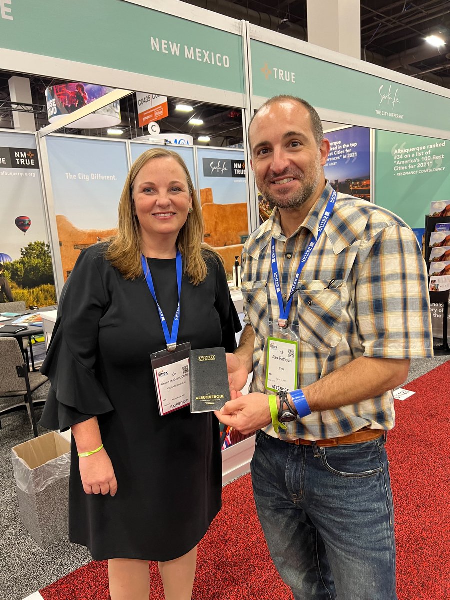 SimpleCirca's tweet photo. When you meet a #nmtrue local at IMEX! Great to connect with @kristinmcgrath of @VisitABQ! Sign up for a live demo of #EventIntel by Circa with @apatriq, and automatically be entered to win a trip to New Mexico to ride in the @CircaBalloon!
https://t.co/KfRZyC48Y3 https://t.co/chswtJSaoI