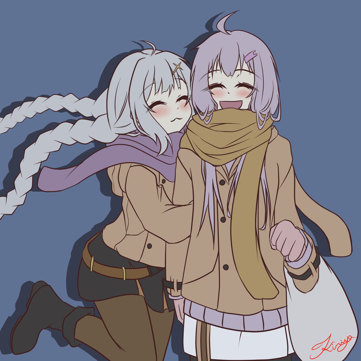 紲星あかり ,結月ゆかり 「#結月ゆかり
#紲星あかり 」|桐矢＠後方腕組み観葉植物のイラスト