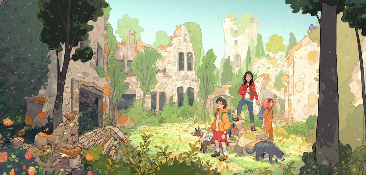 Something I loved to work on this year: wraparound cover for @jm_rinker 's The Hike To Home. A wonderful heartfelt story, and exactly the kind of stuff I used to read as a child ✨ For <a href="/MacmillanUSA/">Macmillan Publishers</a>