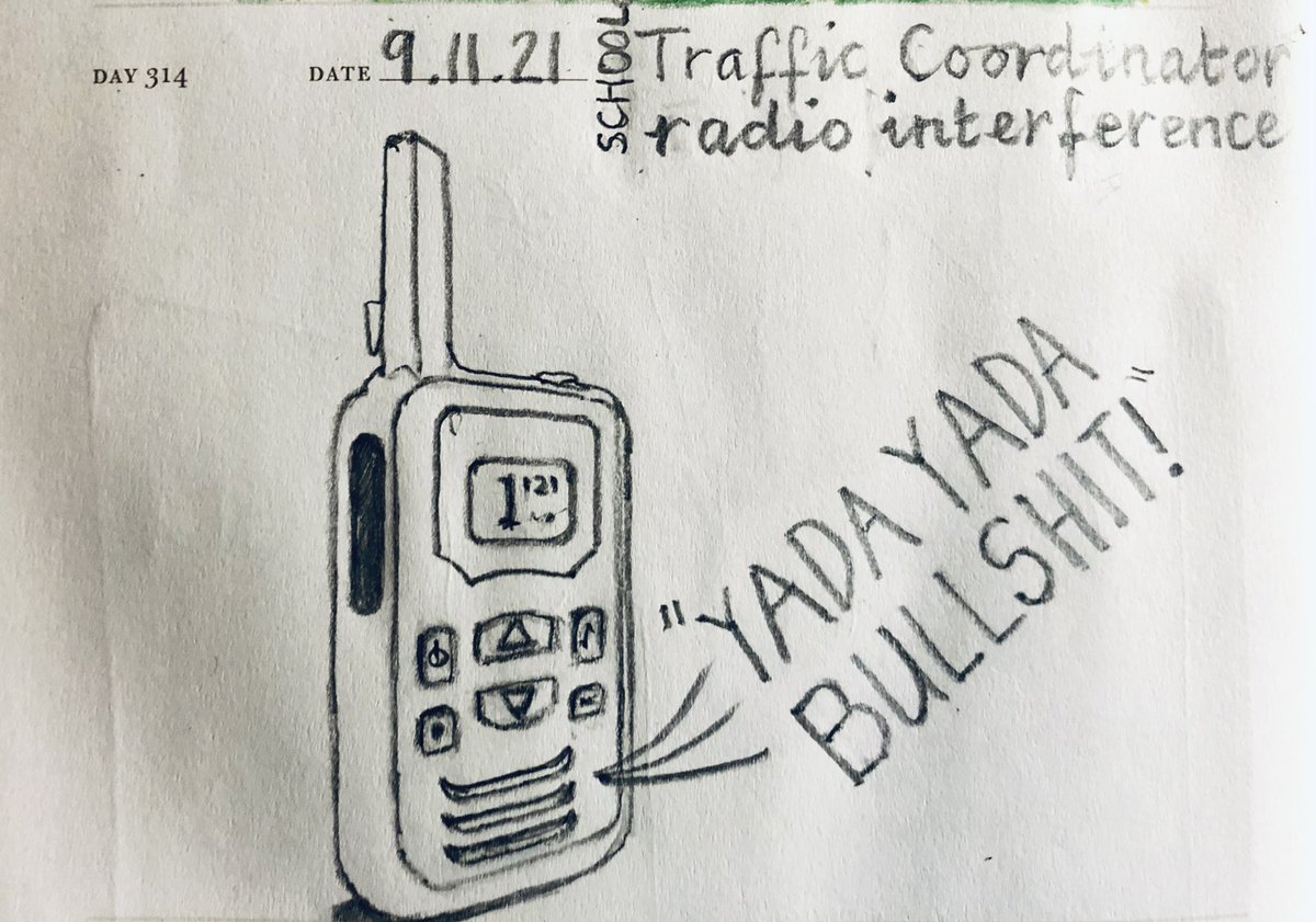 Venster67's tweet photo. One Sketch A Day 9.11.21
‘YADA YADA BULLSHIT!’
School Traffic Coordinator radio interference
#yadayadabullshit #radiointerference #walkietalkie #trafficcoordinator #schooltraffic #onesketchaday #sketchbook #visualjournal #art #illustration #pencilsketch https://t.co/VPteOFskkA