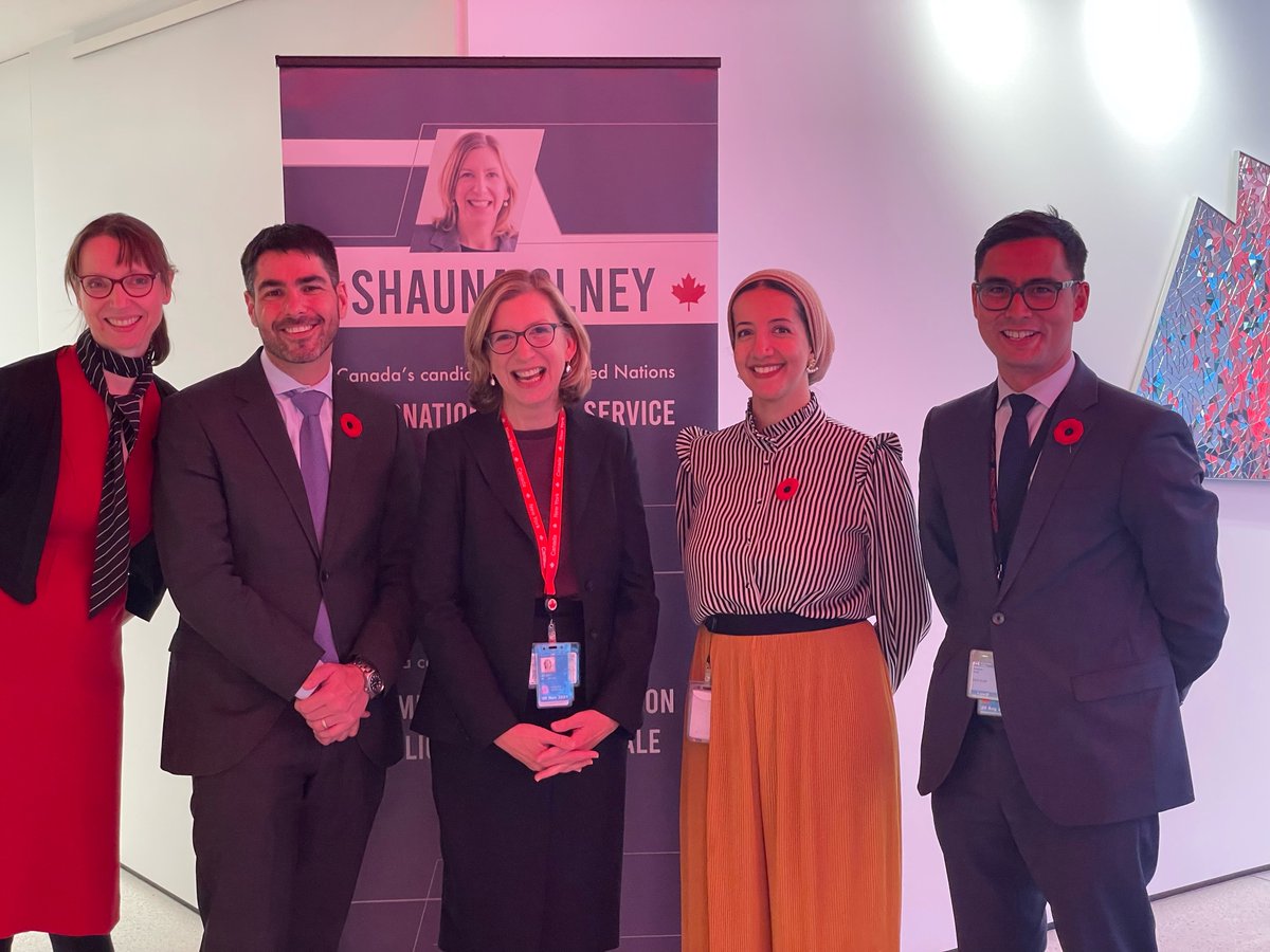 CanadaFP's tweet image. Congratulations to Canadian Shauna Olney, who was elected today at the @UN to the International Civil Service Commission with an overwhelming majority of votes. 
As a gender equality champion and employment expert, she will contribute to Canada’s important work at the UN.