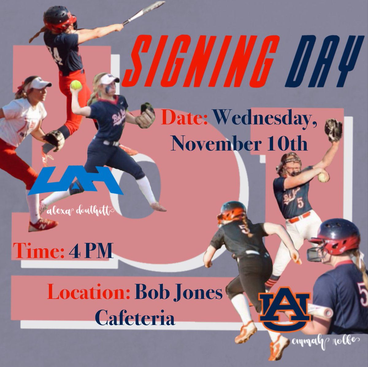 Signing Day tomorrow for <a href="/AlexaDouthitt/">Alexa Douthitt</a> and <a href="/emmah_rolfe/">Emmah Rolfe</a>!   So proud of these young ladies!!