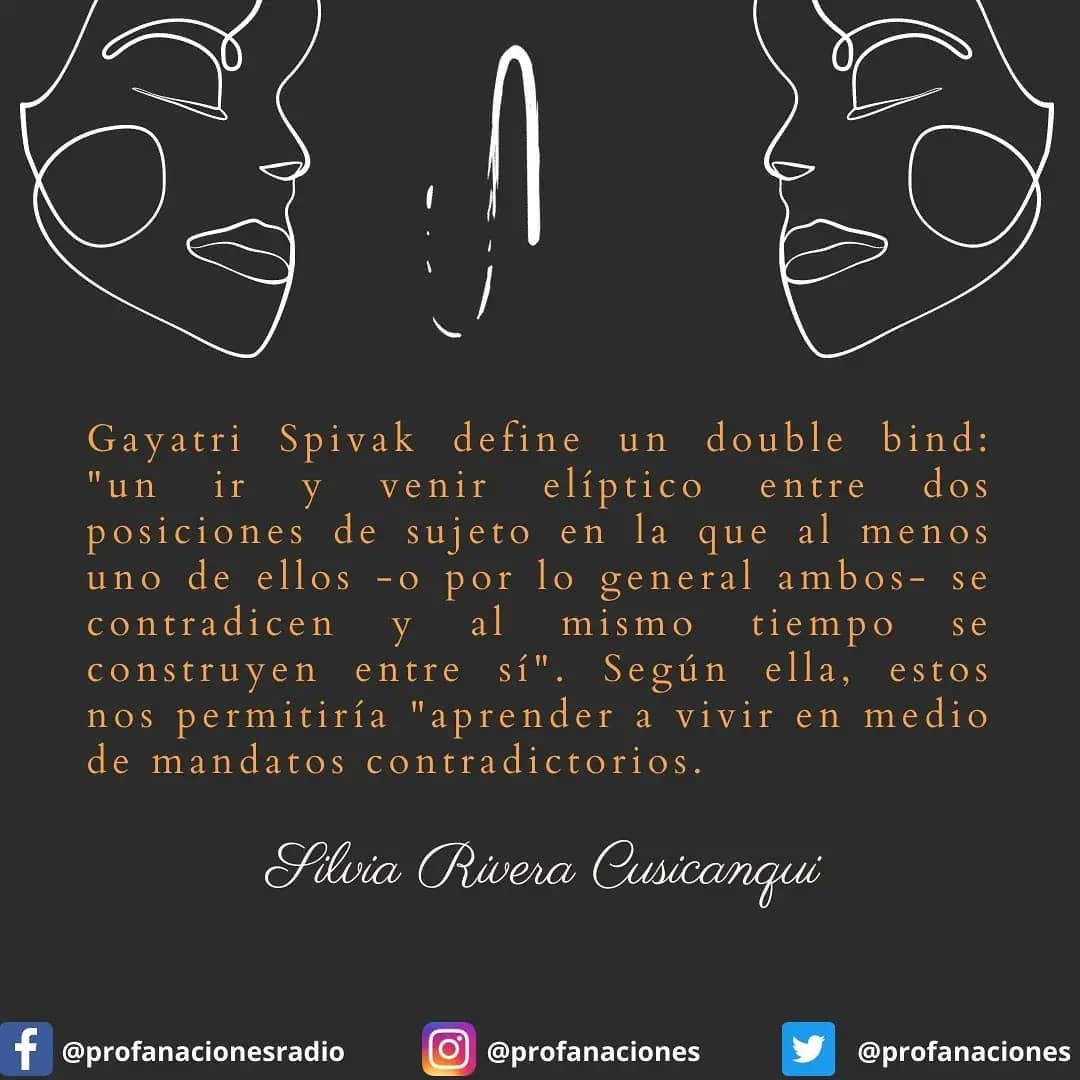 profanaciones's tweet photo. ¿Escuchaste nuestro programa?
#Hoy en #PROFANACIONES hablamos de "Silvia Rivera Cusicanqui. Otro mundo es posible", donde sus conocimientos detonaron otras líneas de pensamiento y conocimiento.
¿Cuáles fueron las frases que más te gustaron? Aquí hay algunas👇 https://t.co/JvpKcPDL43