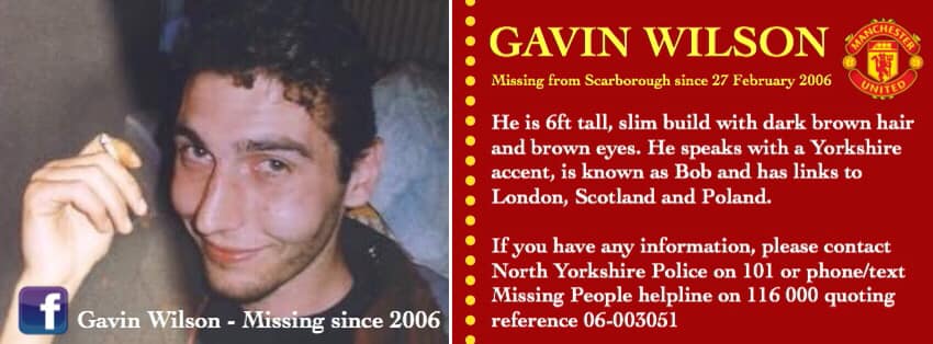 MisPersSupport's tweet photo. This week's #SaturdayShare is for Gavin Wilson who went missing on 27 February 2006 from #Scarborough 

https://t.co/Qv0oN8I9Ky
#FindGavinWilson #MissingPersonsSupport https://t.co/kWnlQVvDaw