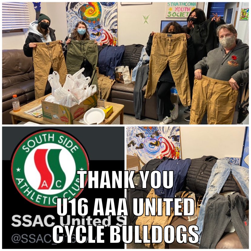 Oldstrathconayo's tweet photo. We asked for long pants and did we ever luck out with a huge donation from a local hockey team here in Edmonton. We can not thank you enough. #osys #donation #yeghockey #thankyou @SSAC_U16AAA https://t.co/sajvpvwO0j