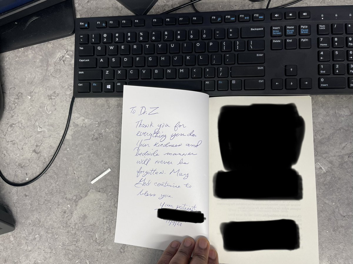 Clinic day! - this made my🌞. Reminded me how privileged I am to do this job & Y after 21 yrs as a👨‍⚕️I wake up more energized to take care of #patients. Tonight I will skip @_backtable to read this special book #clinicalIR @UTHouston_IR @HCIRad @SIRspecialists @SIRRFS @SIR_ECS