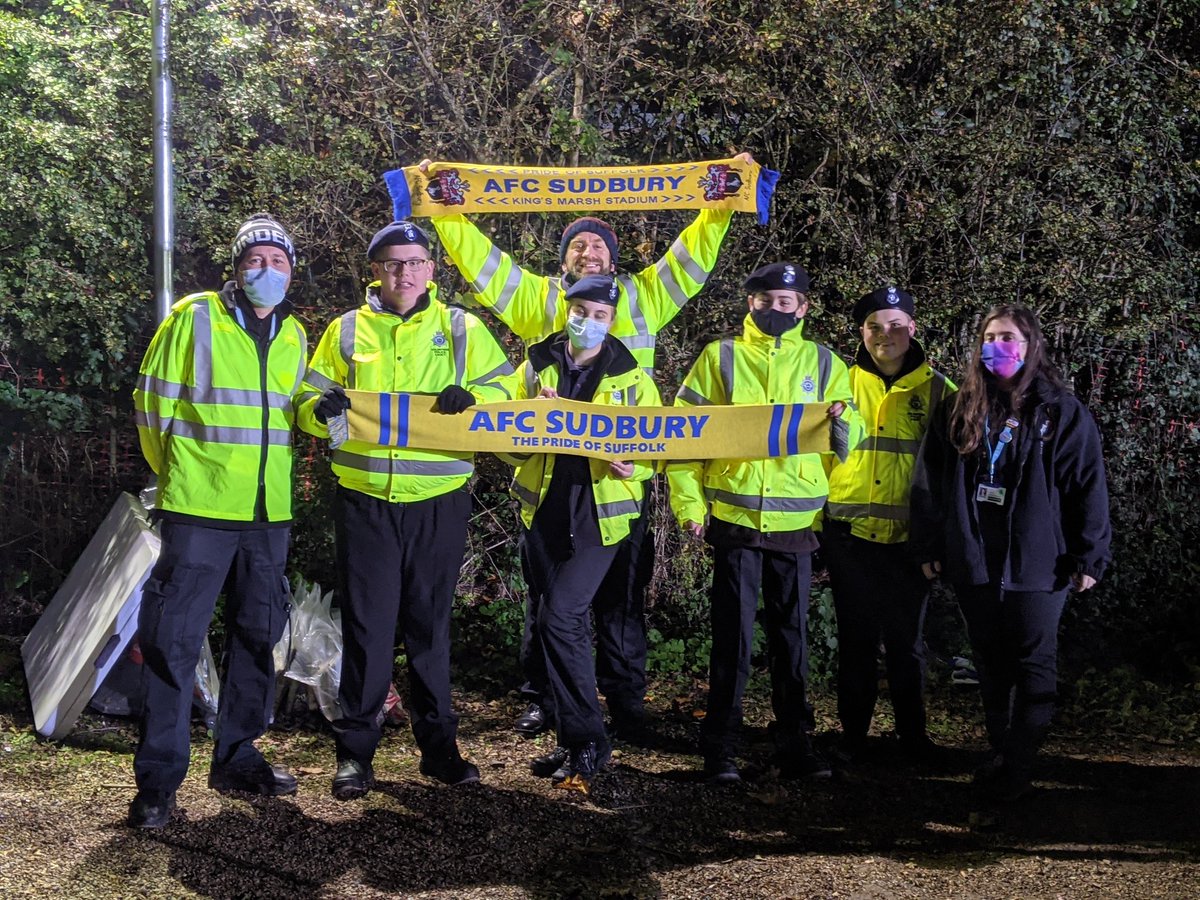 PoliceSudbury's tweet photo. Belated well done to Staff,Players & Volunteers at @AFCSudbury for putting on a great show on Friday against @ColU_Official.Thanks to Club Directors for letting #VPC #Sudbury #Cadets help out,you've recruited 4 new fans-fact! #DoneUsProud #Pc270 #Pcso3307 #PSVSlade #WeAreSudbury https://t.co/tz7v1rYewg
