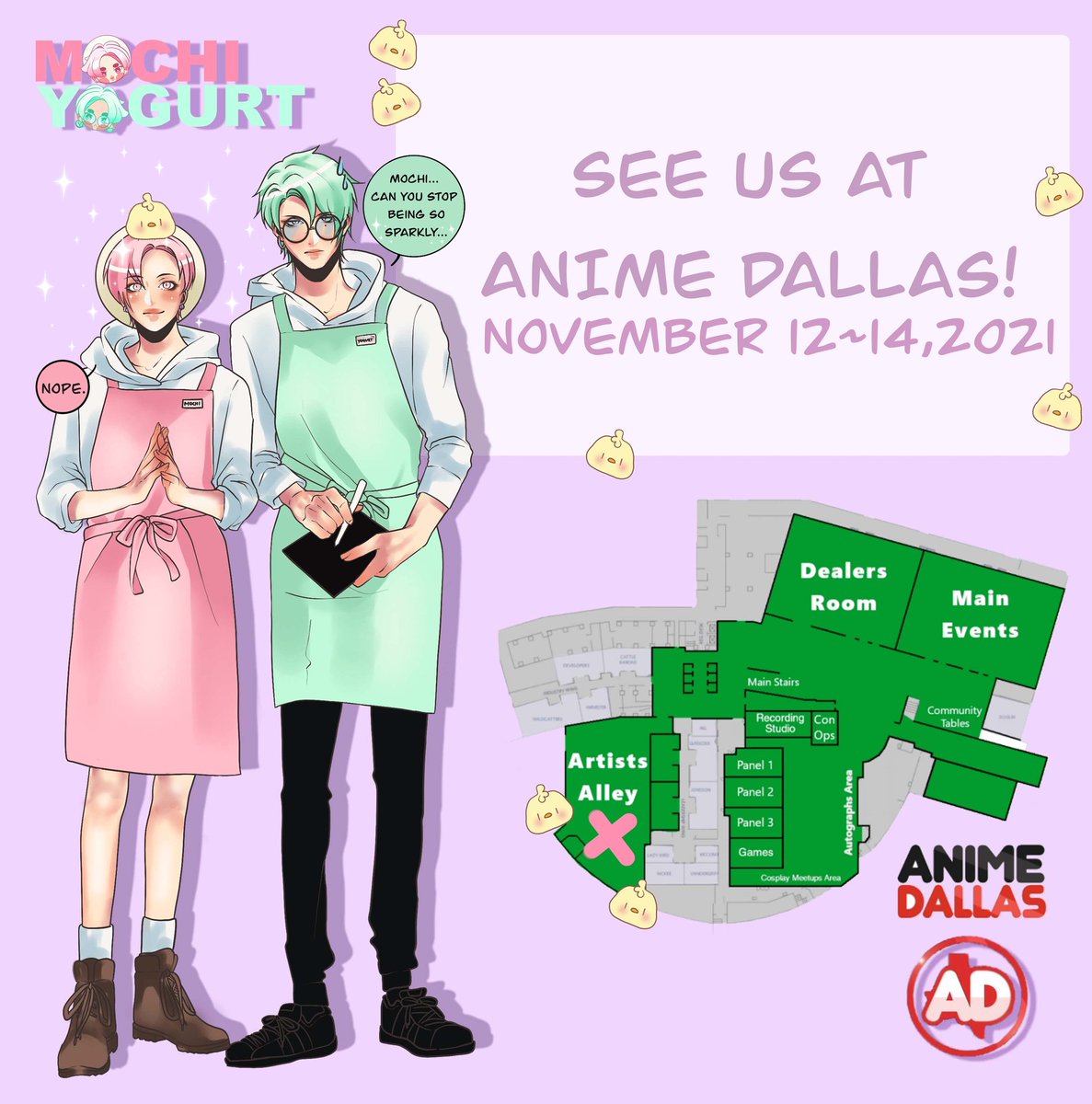 MochiYogurtt's tweet photo. Hello!! We'll be in Anime Dallas this weekend! Nov. 12-14! Can't wait to be back in DFW its always a fun time 🥺🤘

Ps. No Yogurt, Mochi wont stop being sparkly 🤣
#AnimeDallas https://t.co/BIAnLBHxGA