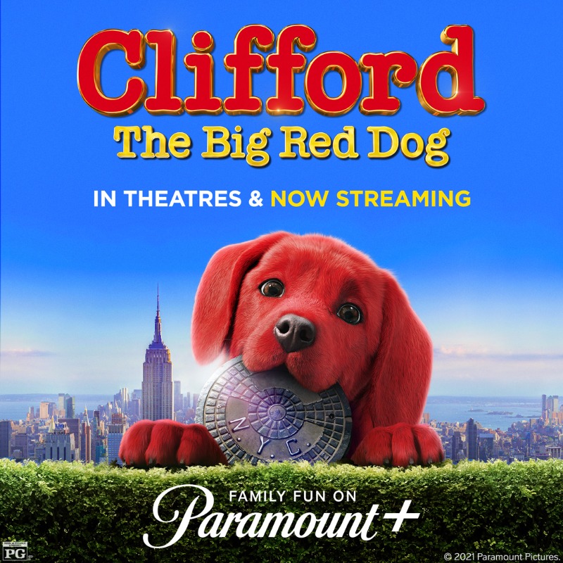 paramountplus's tweet photo. The Big Red Dog has made it to the Big Apple! Clifford the Big Red Dog is now in theatres and streaming on Paramount+. Try it FREE!