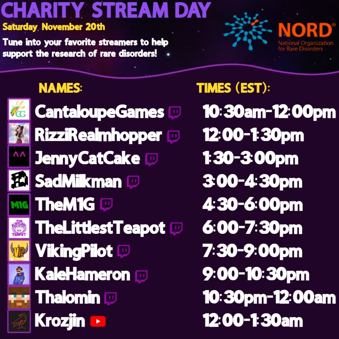PleasantCraft_'s tweet photo. On the 20th of November we are doing our second PleasantCraft Stream Day! It will also be our first ever charity event! Donations will go to the National Organization for Rare Disorders! #PleasantCraft #NORD #StreamDay @RareDiseases https://t.co/3WW1xnuSj5