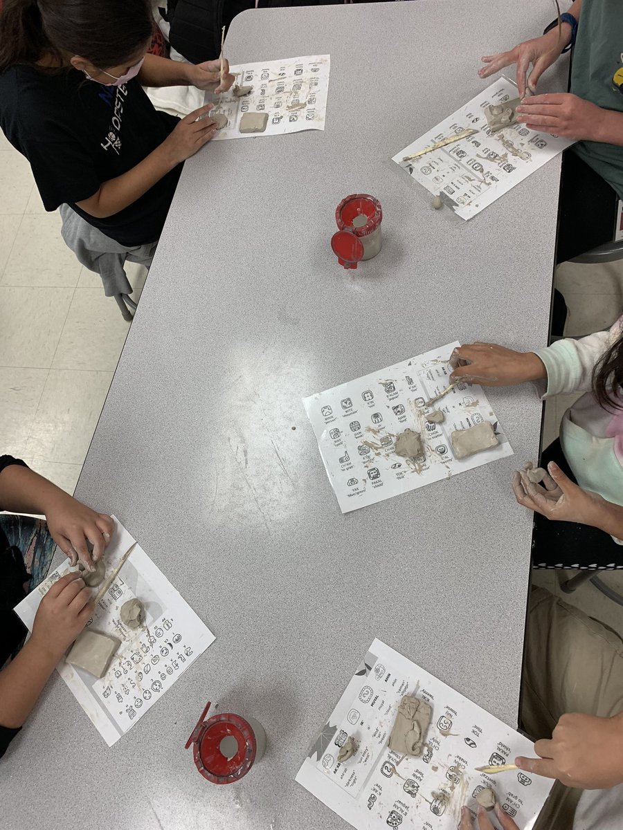 MrsGilArt's tweet photo. Working on our Mayan clay #Stelae adding words and phrases in Mayan Hieroglyphics ❤️#artisawesome @GFESWildcats #comalfinearts https://t.co/BsD23lVsNL