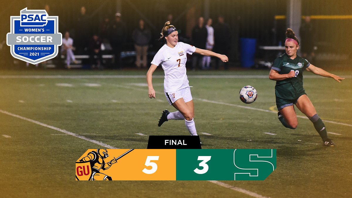 GUKnights's tweet photo. Sarah Fails nets two goals to lead Gannon to a 5-3 quarterfinal win over Slippery Rock on Tuesday evening at McConnell Family Stadium! Taylor Lewis, Megan McCartney and Kayla Bevacqua also scored goals for the Golden Knights. #UKnighted https://t.co/E9kzFKhm1Y