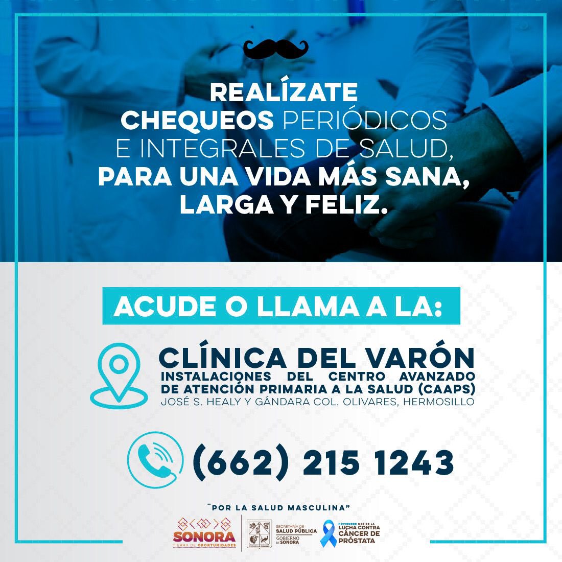 ssaludsonora's tweet photo. La Secretaría de Salud Sonora pone a tu disposición la Clínica del Varón. #Hermosillo

📍CAAPS.
✅ Llama por teléfono para conocer nuestros servicios integrales.
✅Recuerda que la mejor solución es la prevención.

#SaludMasculina
#SaludSonora
#TienesLaOportunidadDeCuidarte https://t.co/XufVvPGyV9