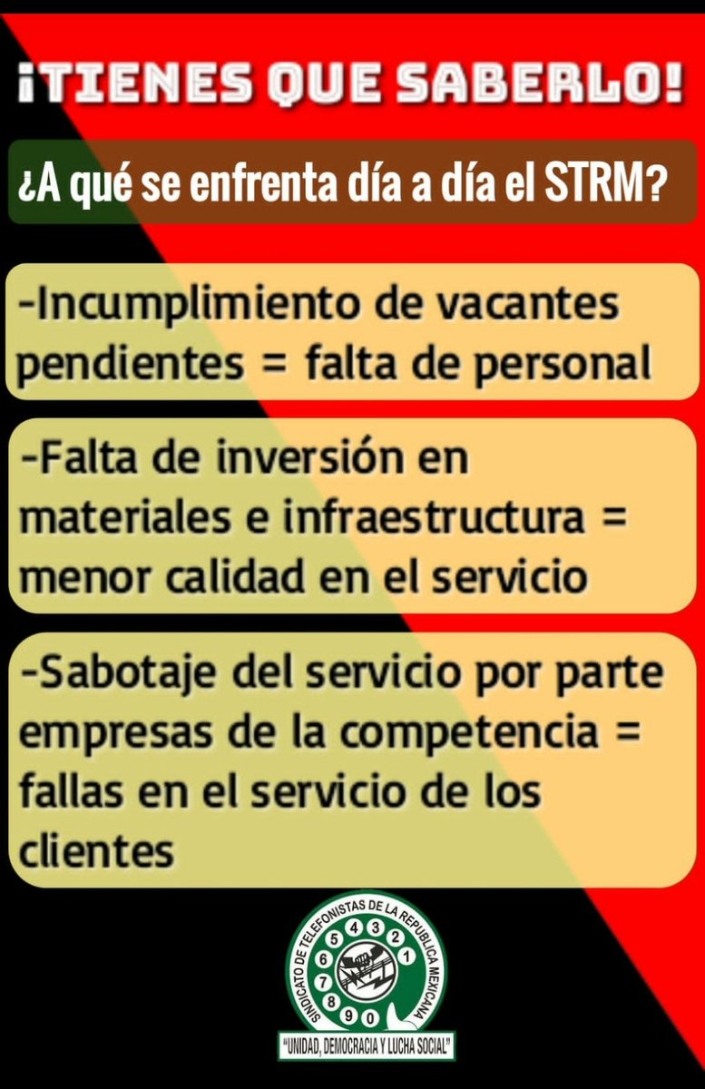 huirobox's tweet photo. Las y los 
@Telefonistas
 solicitamos la intervención de la 
@STPS_mx
 y de 
@lopezobrador_
 para defender nuestros derechos laborales… Siempre hemos ofrecido nuestra mano de obra para comunicar a México
#FuerzaSTRM #EnDefensaDelCCT #OrgullosamenteTelefonista #PorAmorAMéxico https://t.co/O2mPOrEAsM