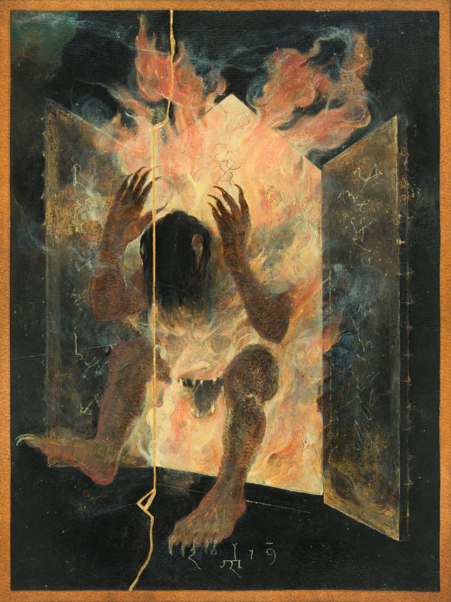 Haradashi Host Welcomes the Damned in the House of Pystryne, 2019/21

Kintsugi acrylics on prepared paper

#forkas #denisforkas #ukiyoe #yokai #haradashi #inferno #hell #visiotnugdali #houseofphristinus #macabre #grotesque #japonisme #kintsugi