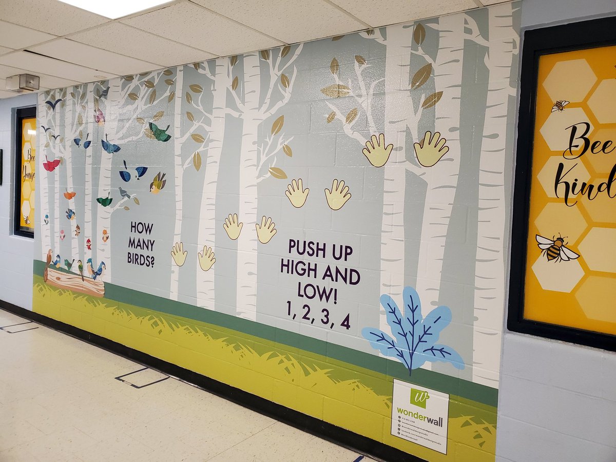 RiversoMaria's tweet photo. Loved seeing this hallway at St. Marguerite Bourgeoys during my visit today. #dpcdsb Lots that can spark conversations, observations, thinking, physical activity, & calm. And enjoyed great convos w/ colleagues. #dpmath #grateful https://t.co/o1zpCuJPBX