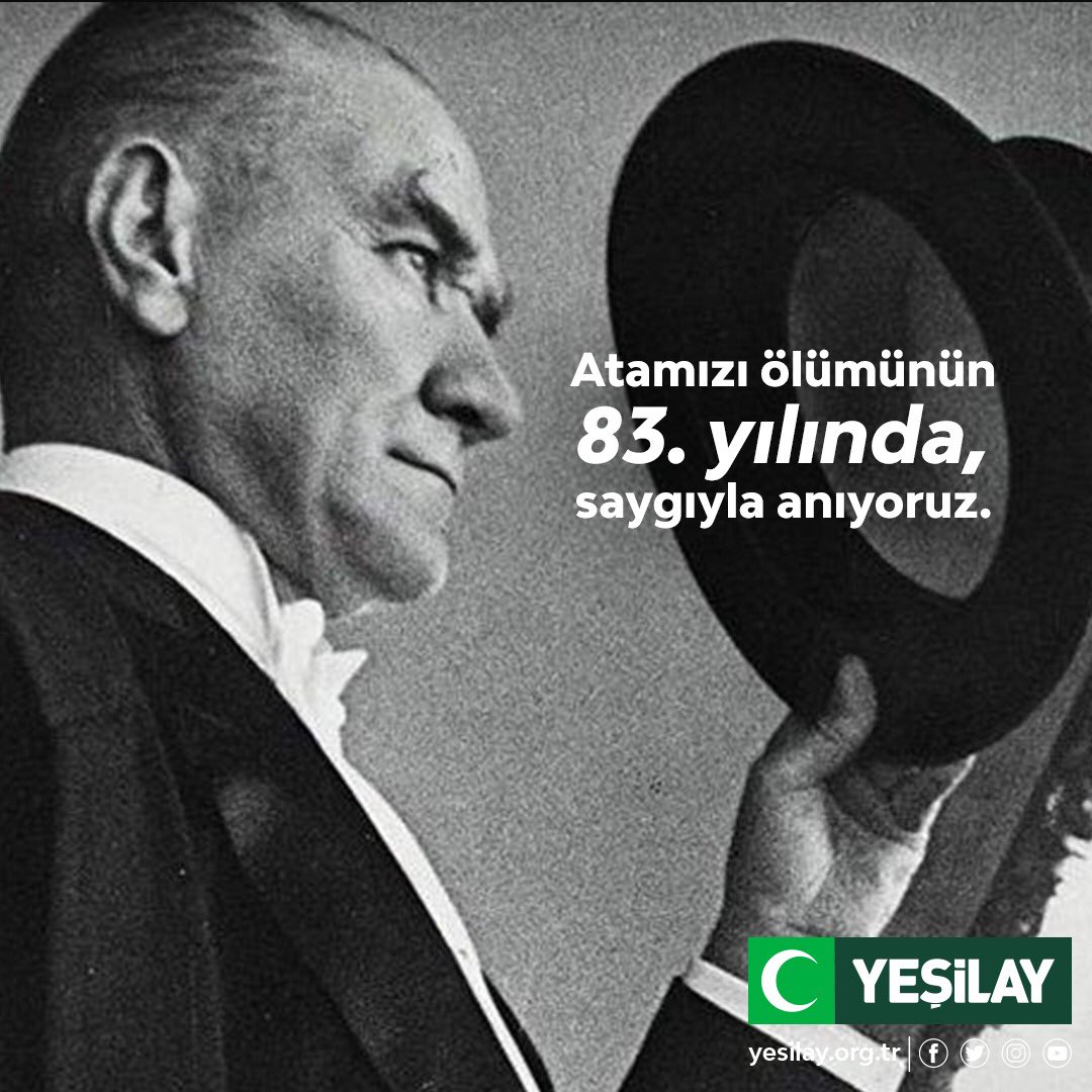1920yesilay's tweet photo. Atamızı ölümünün 83. yılında saygı, sevgi ve özlemle anıyoruz.

#Yeşilay #10Kasım https://t.co/5hATgj56LG