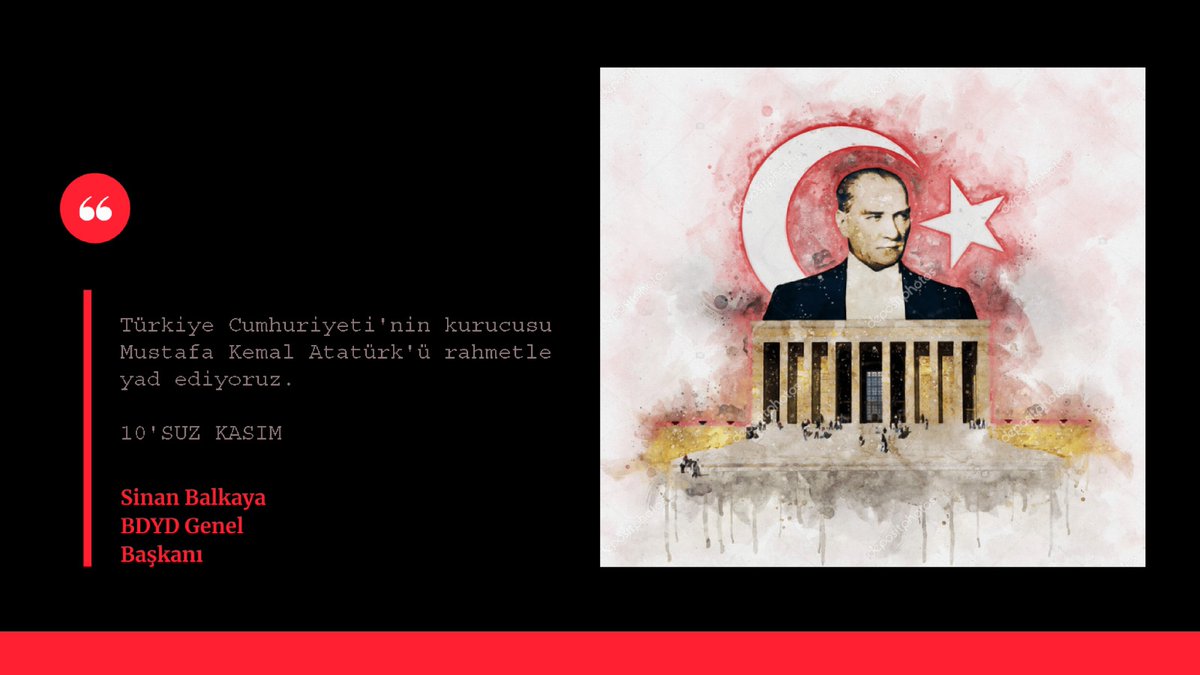 Benim naçiz vücudum elbet bir gün toprak olacaktır fakat Türkiye Cumhuriyeti ilelebet payidar kalacaktır. 
[M.Kemal Atatürk]

10'suz Kasım 🍂

<a href="/tcbestepe/">T.C. Cumhurbaşkanlığı</a> <a href="/TBMMresmi/">TBMM</a> <a href="/SinanBalkaya69/">Sinan Balkaya 🇹🇷</a>