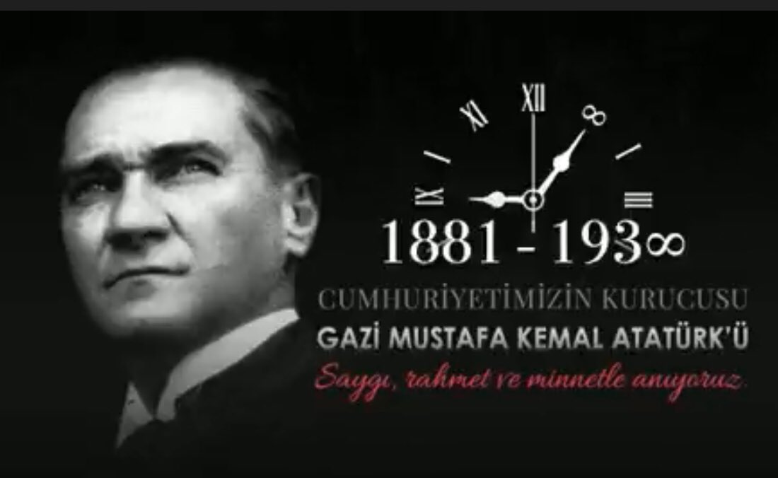 Cumhuriyetimizin Kurucusu Gazi Mustafa Kemal Atatürk 'ü vefatı'nın
83. yıl dönümünde 
Saygı , Özlem ve Minnetle anıyoruz.
#10Kasim1938