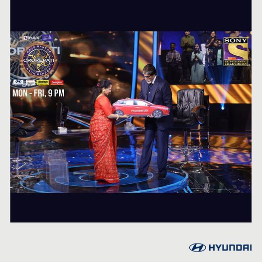 Hyundai heartily congratulates Geeta Singh Gour for winning ₹1 crore on KBC Season 13. For her feat, she has also been awarded the incredibly stylish, technologically advanced, and born magnetic Hyundai i20.

#SawaalJoBhiHoJawaabAapHiHo #KBC13 Sony Entertainment Television