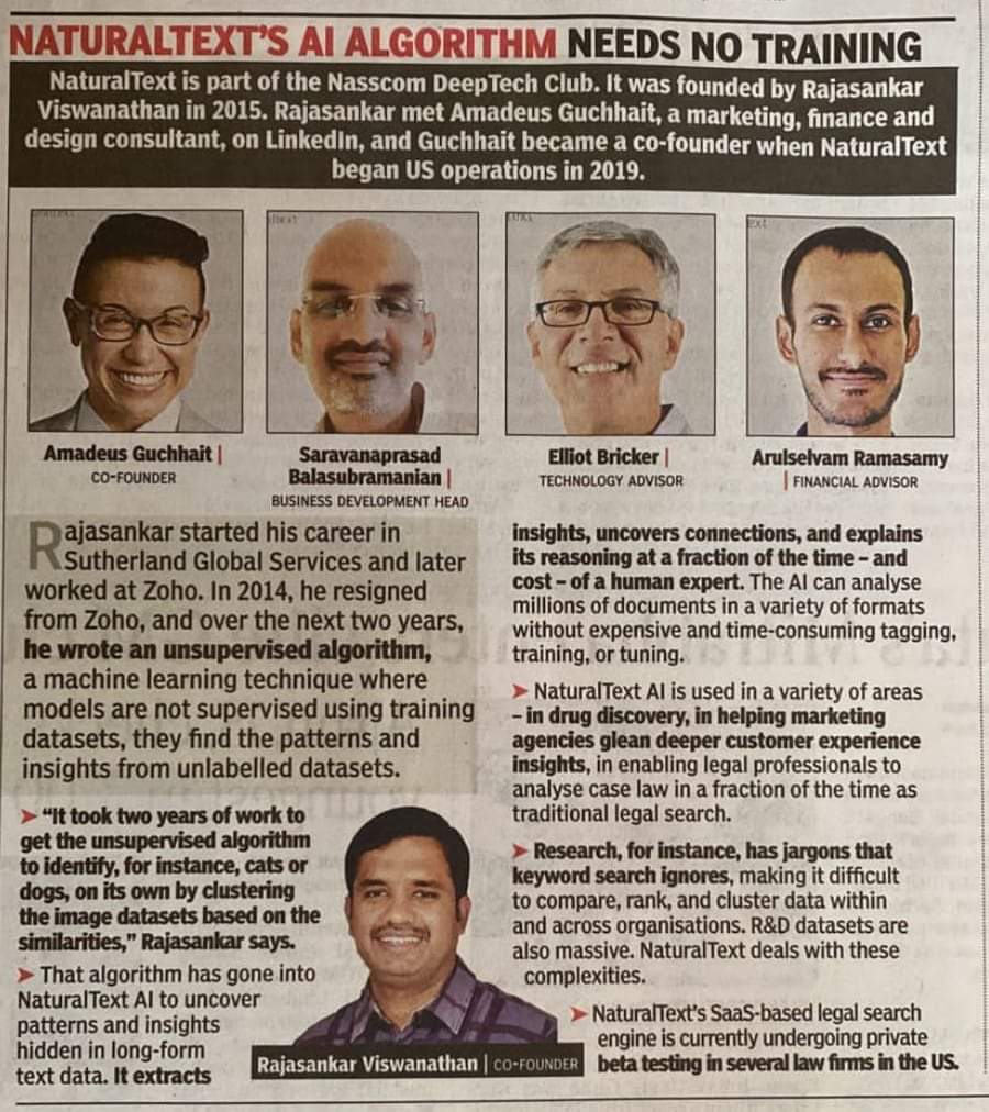 BS_Prasad's tweet image. தலைவர் @rajasankar விஸ்வநாதன்  அவர்களின் நேச்சரல்டெக்ஸ்ட் நிறுவனத்தை பற்றி இன்றைய டைம்ஸ் பத்திரிகையில் வந்த செய்தி.

நான் போட்டோ குடுக்க மாட்டேன்&apos;னு சொல்லிட்டேன். இருந்தாலும் ராஜசங்கர் உருண்டு புரண்டு அழுது ஆர்ப்பாட்டம் பண்ணி வாங்கிட்டாரு. 😁

#naturaltext #rajasankar #amadeus