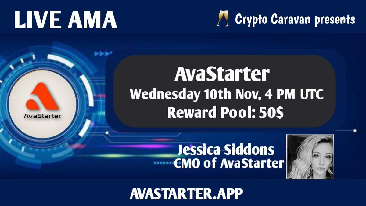 AvaStarter (@avastarter) on Twitter photo 🔊 <a href="/Crypto_Caravan/">Crypto Caravan</a> is pleased to announce our exclusive AMA with AvaStarter on 10th November 2021 at 04:00 PM UTC
🔥Details here: t.me/AvaStarterNews 🔊 <a href="/Crypto_Caravan/">Crypto Caravan</a> is pleased to announce our exclusive AMA with AvaStarter on 10th November 2021 at 04:00 PM UTC
🔥Details here: t.me/AvaStarterNews