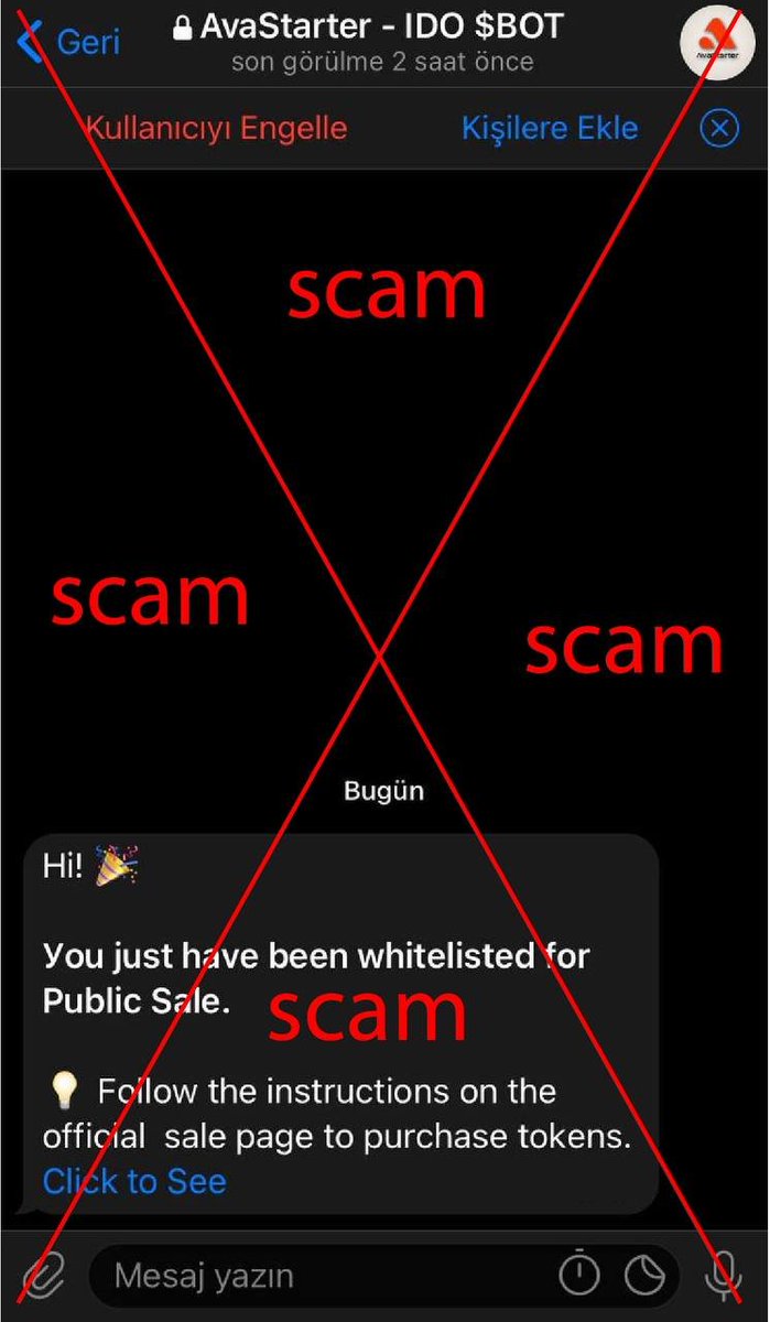 🆘🆘🆘 Scam alert! Please be careful!!

We have discovered a few fake groups of the AvaStarter project and have started calling for Presale!

We repeat, AvaStarter has only one Telegram community: t.me/AvaStarterComm…
And Channel: t.me/AvaStarterNews
💢 Be careful!