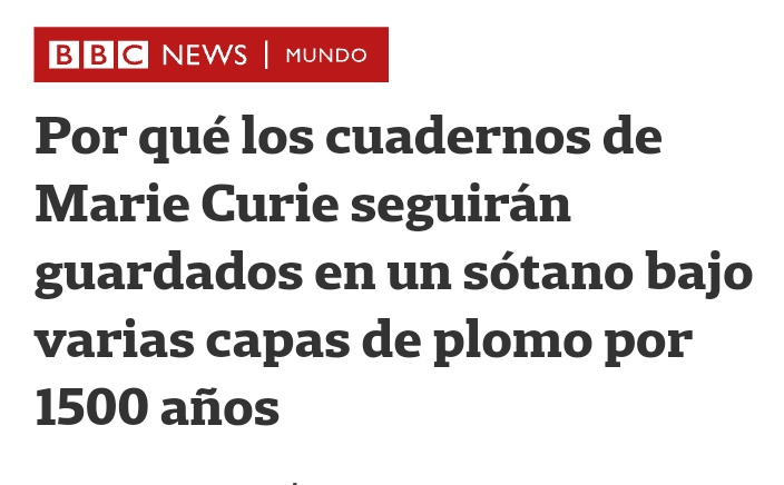 tuchulu's tweet photo. Si sabes quien es Marie Curie, ya sabes porque sus cuadernos estan bajos capas de plome.
Si no sabes quien es Marie Curie, te chupa un huevo la noticia.
#clickbaitFAIL https://t.co/HrIMJVJUr2