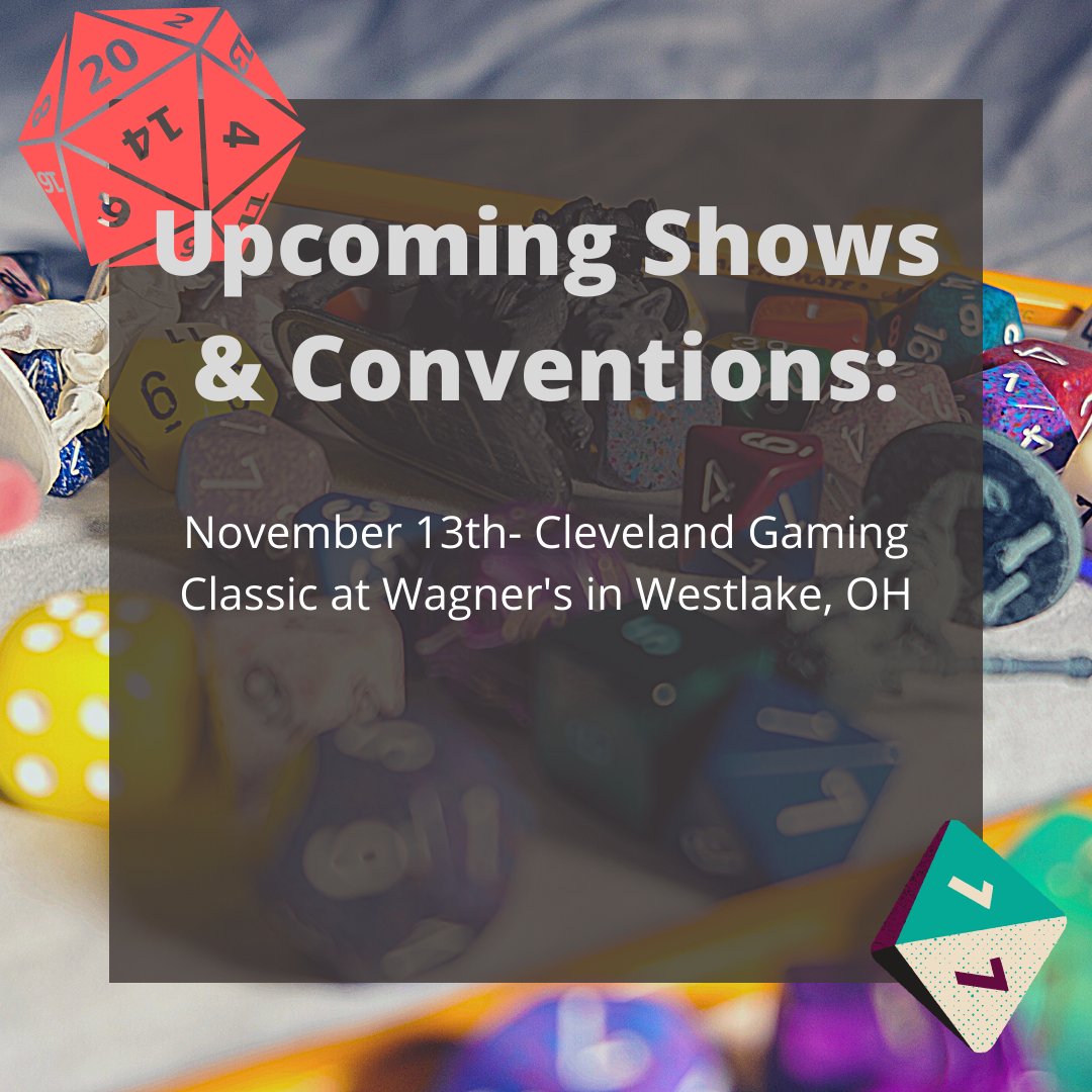 We'll be at @gameoncleveland this Saturday from 12-10pm!  You can find more information on their twitter page and we hope to see you there!

#clevelandgamingclassic #gaming #games #retrogames #videogames #classicgames #arcadegames #geeky #rpg #ttrpg #dnd #pathfinder #warhammer