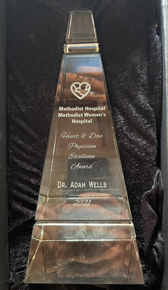 Humbled to have been awarded the Heart &amp; Dove Physician Excellence Award from <a href="/MeaningOfCare/">Methodist Health System</a> . This represents all the awesome happening in our teams at Methodist - despite all the challenges we’ve faced. Thanks to all of those who work their hardest for those who need us most.