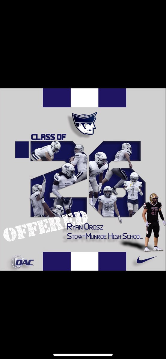 After a great talk with <a href="/CoachWaddle/">Andy Waddle</a> I’m blessed to have received my first offer from Marietta College.⚪️🔵<a href="/Marietta_FB/">Marietta College Football</a> <a href="/CoachWaddle/">Andy Waddle</a> <a href="/CoachHinkleMC/">Tom Hinkle</a>