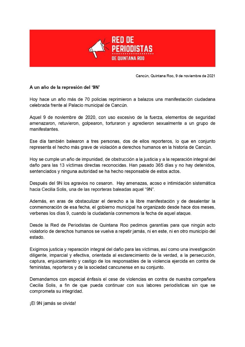 RedPeriodistaQR's tweet photo. A un año del #9N ¡Ni perdón, ni olvido!

@CarlosJoaquin @MaraLezama https://t.co/xoJpCFkcHQ