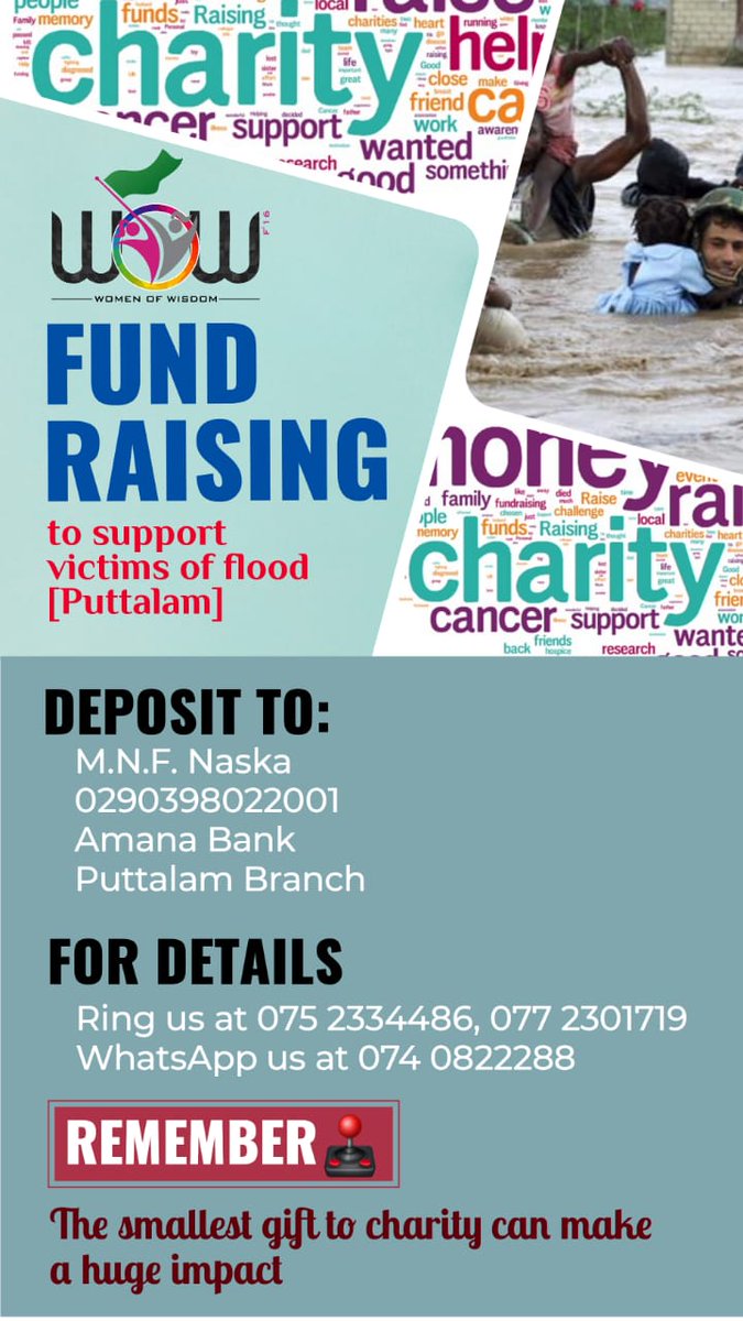 _we_wow's tweet photo. Many areas in Puttalam are flooded due to this heavy Rain. WOW'16 is doing  Flood relief activities to help the affected people.Let us join hands together to overcome this crisis by supporting victims 💪❤️

#puttalamflood #floodrelief #wow16 #wow2016 #wow2k16 https://t.co/wA7g8M5lJZ