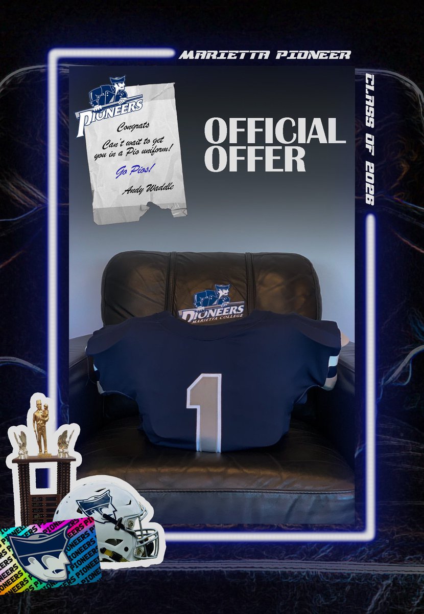 Blessed to receive an offer from Marietta College! Thank you to coach Waddle, coach Hinkle and the rest of the coaching staff for this opportunity. Thank you to my family and friends for their support!! <a href="/CoachWaddle/">Andy Waddle</a> <a href="/CoachHinkleMC/">Tom Hinkle</a> <a href="/Marietta_FB/">Marietta College Football</a> <a href="/LakeCoachD/">Dan DeGeorge</a>