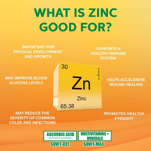 Zinc naman! What's in Zinc that helps our body to keep us healthy? 
Another informational post from #SovitVitamins sabay sabay nating #GawingMaxEasyAngLife! 💯
sovitvitamins.com
Available at Mercury Drug Stores, Watsons, and leading drug stores nationwide!
