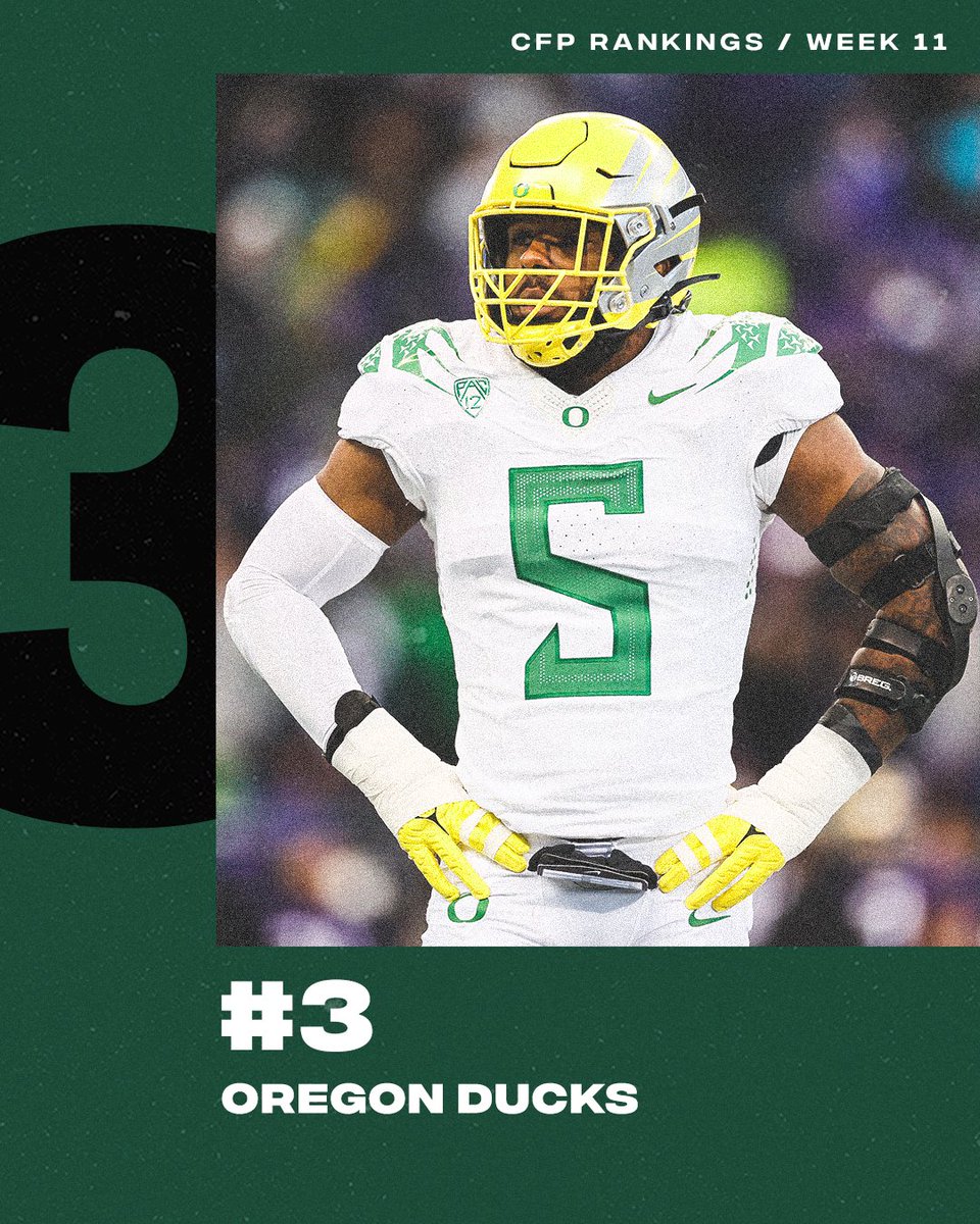 The Ducks move up to No. 3️⃣

<a href="/oregonfootball/">Oregon Football</a> | #CFBPlayoff