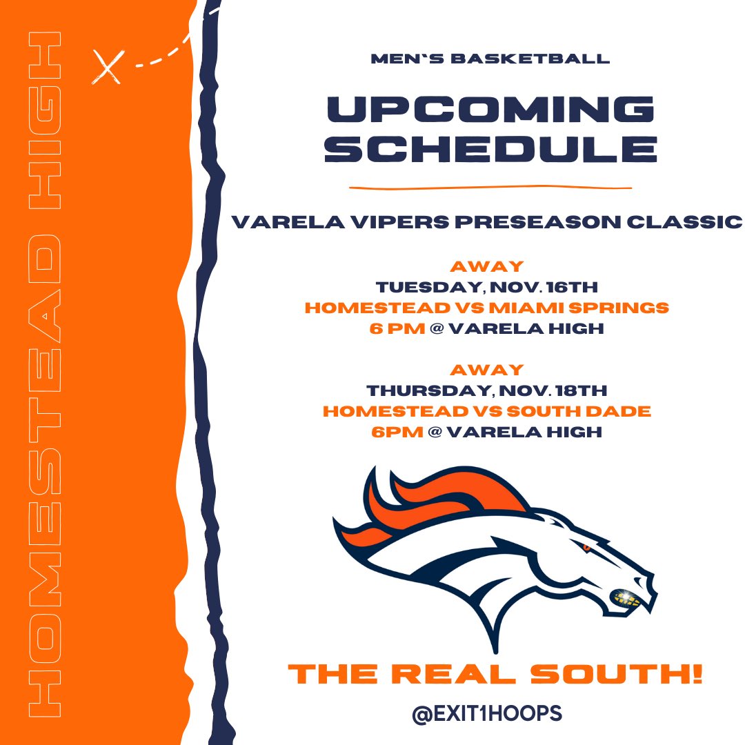 Exit1Hoops's tweet photo. Come check out the Broncos as we get our season under way at the Varela Vipers preseason classic!! #Yoostead 🐎 https://t.co/3Eeh20eBDO