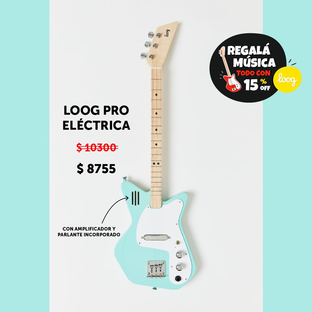 Arrancó CIBERLUNES y en Loog estamos con 15 % OFF. 
Regalá una guitarra de 3 cuerdas diseñada especialmente para niños. Con Loog es fácil y divertido aprender a tocar música 🎸.

Aprovechá hasta el 15/11 comprando en loog.uy o en Mercado Libre.
#looguy #ciberlunes