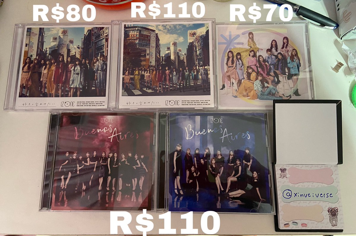 ginjaysoft's tweet photo. vendo cds japoneses iz*one 

Sukito B com foto da Hitomi 
Buenos aires A foto da Chaewon
Buenos aires B com foto da Wonyoung

Os outros NÃO possuem foto

frete incluso, não reservo 

Rt pfvr?
@KPopTr_Venda @vendaetrocakpop @tradingcardkpop @WonyoungBrasil @IZONETEAM https://t.co/KaLdDrUgL6