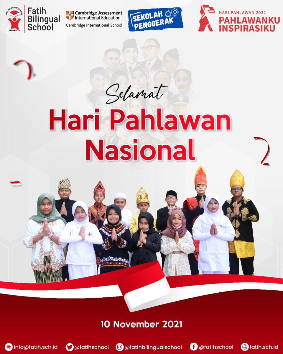 fatihschool's tweet photo. Selamat Hari Pahlawan Nasional 2021

•⁣⁣⁣⁣⁣⁣⁣⁣⁣⁣⁣⁣⁣⁣⁣⁣⁣
#fatihbilingualschool #FBS #students #education #haripahlawan #pahlawan https://t.co/Umt759vorX