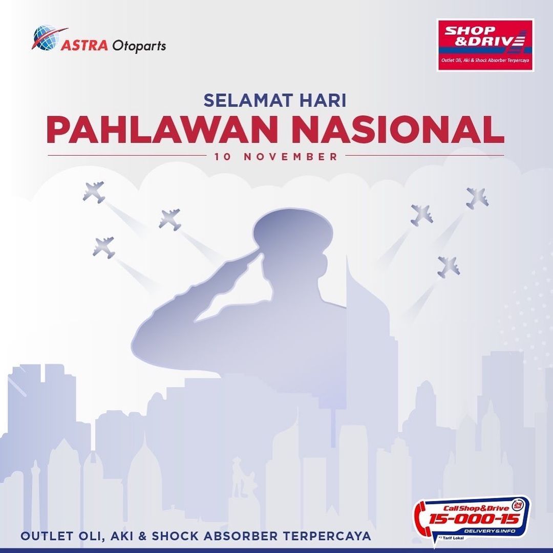 shopanddrive's tweet photo. Seluruh keluarga besar & kerabat Shop&Drive mengucapkan selamat hari pahlawan nasional 10 November 2021.
#HariPahlawanNasional #shopanddrive #supershopanddrive #shopandbike #astraotoservice #CallSnD1500015 #AstraOtoparts https://t.co/sxhliRTemi
