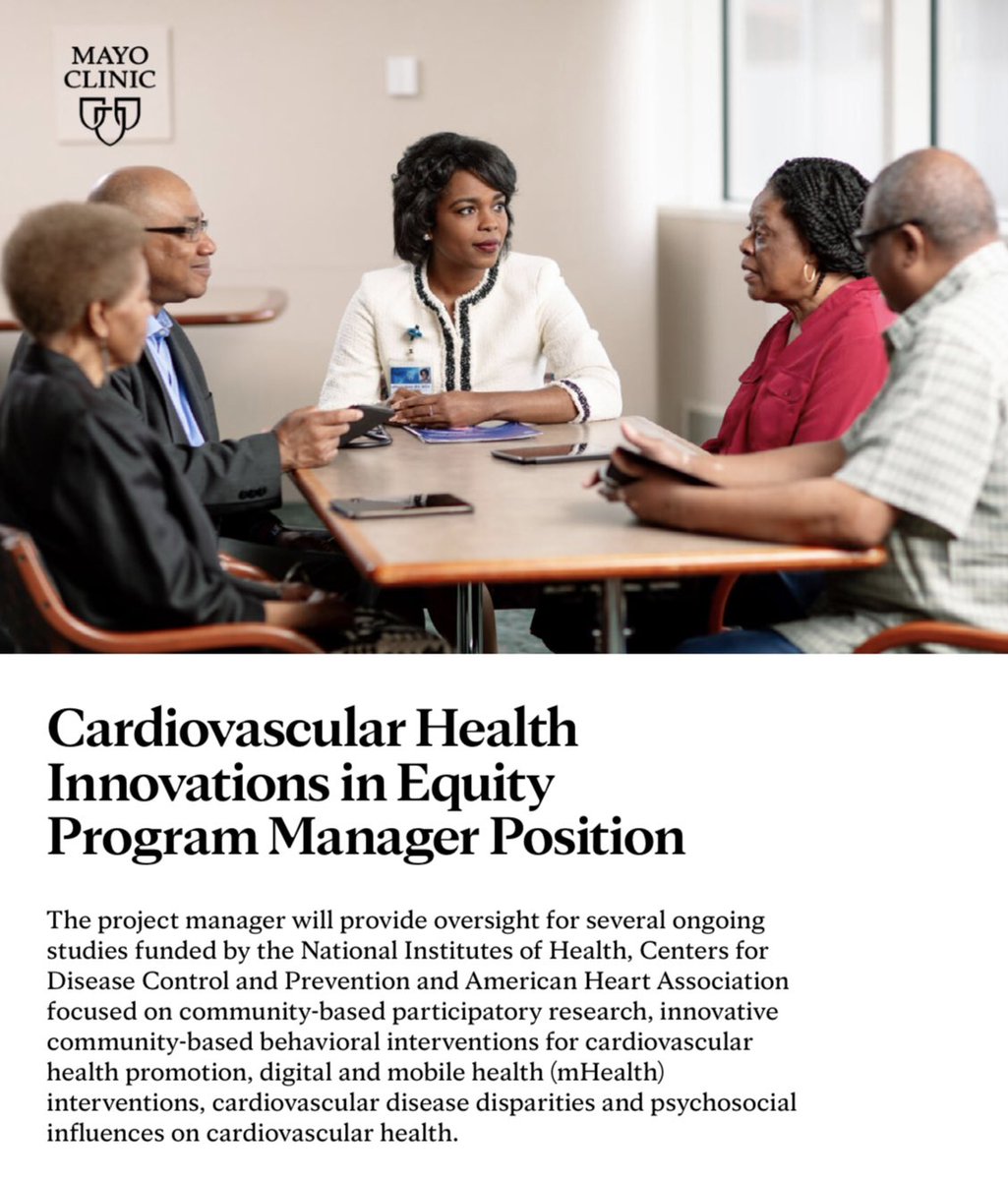 DrLaPrincess's tweet photo. 🚨Awesome job alert!🚨 FAITH! @MayoClinicCV is hiring! Qualified applicants should apply for the Cardiovascular Health Innovations in Equity Program Manager position to join our team. Apply here➡️ https://t.co/1pVyWjnHv4 https://t.co/ThIeZEv1Rs