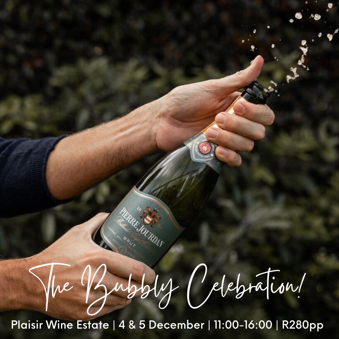 Haute Cabriere will be pouring their fab Pierre Jourdan Cap Classique at The Bubbly Celebration on 4&amp;5 December at the Plaisir Wine Estate. Tickets cost R280pp and incl a glass and 10 tasting tokens. Live music and good food to make it all extra special. Book at <a href="/webticketsSA/">webtickets.co.za</a>