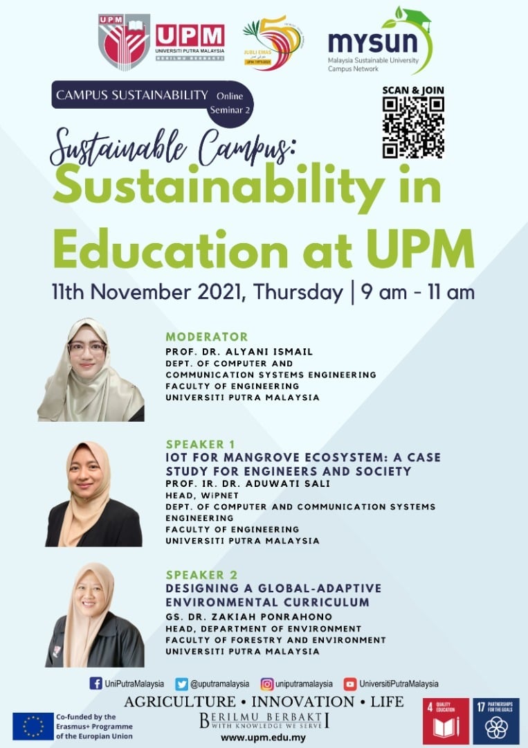 Elated to share that <a href="/mysuncampus/">mysuncampus</a> project partner university <a href="/uputramalaysia/">Universiti Putra Malaysia</a> will be sharing sustainable campus insights and strategies with their community tomorrow at the Sustainability in Education seminar. <a href="/Erasmus_Project/">Erasmus+ Projects</a> <a href="/ErasmusPlus_pro/">International education projects</a> <a href="/EUErasmusPlus/">Erasmus+</a>