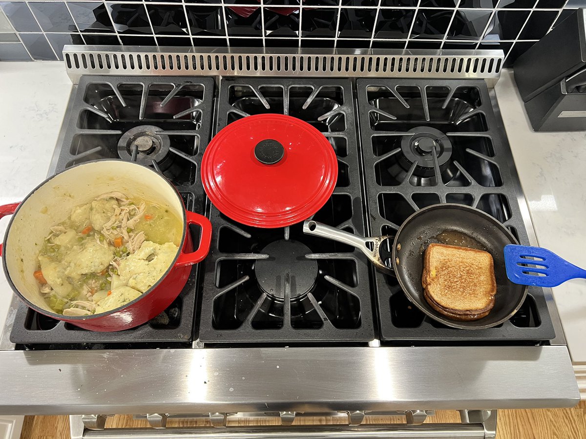 dajuanjohnson's tweet photo. Googled “kid friendly chicken dinner ideas” and made a BOMB chicken and dumplings from scratch. Kid hated it and asked for a grilled cheese. Sigh. So. That happened. I mean…does it get easier or will I have to make 4 separate dinners every night?!?! #parenting #solidparent 😔 https://t.co/bwacqWdimE