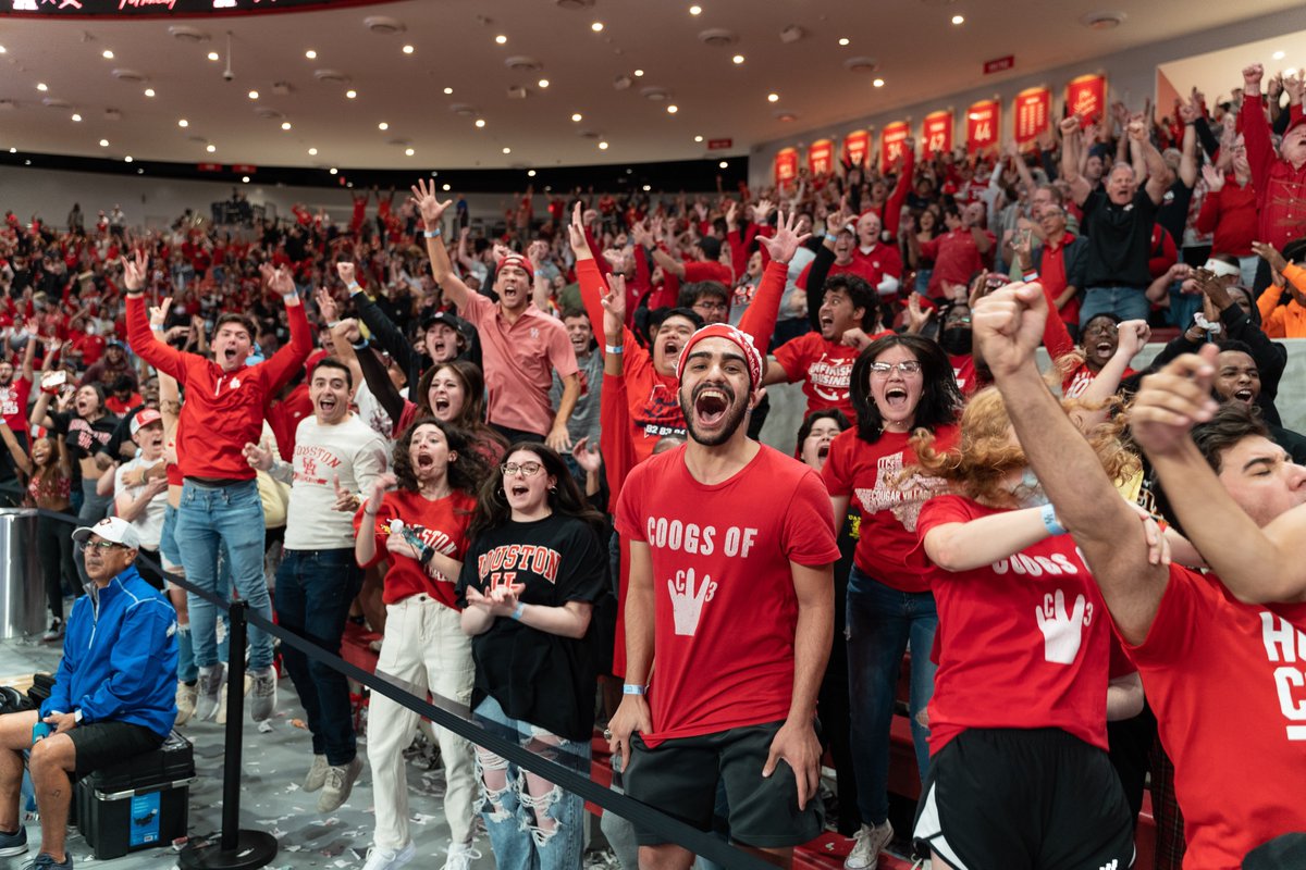 UHouston's tweet photo. The Coogs came out and filled the student section tonight for a Cougar WIN! 🔥

Hope to see you again this Friday when @UHCougarMBK plays Rice! #ForTheCity https://t.co/qT7VHnbwWb