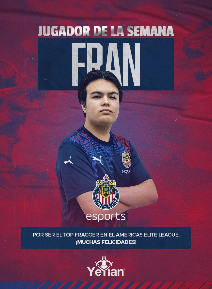 🔥Antes de irnos a dormir 😴 les dejo al jugador de la semana 🔥

¡Honor a quien honor merece, muchas felicidades, Fran! 👏

#AndamosChidos con @YeYian_Gaming 🥷🤟