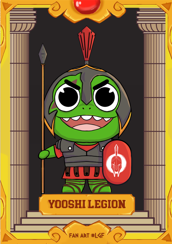 FerroLegiao's tweet photo. To celebrate our partnership with @P2EAlliance we're happy to share our first NFT fan art. A token of appreciation to our friends at @yooshi_official.  They are a new game-changer on the BSC blockchain.
Check our Link. 
https://t.co/cUJmlxMvPD https://t.co/ODF3DGXQBC