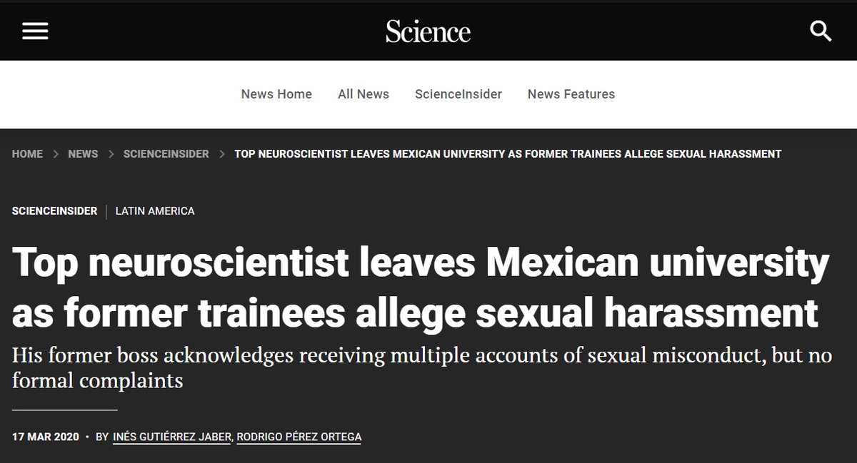Rednes_'s tweet image. Ranulfo Romo is a famous neuroscientist who harassed female students, researchers, and workers at @IFC_UNAM for years. On February 2020 a Facebook post claimed that he received a sanction of 8-day suspension for rape attempt against a female worker at @UNAM_MX 
#metooscience